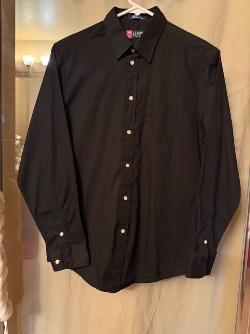 Chaps Black Long-Sleeve Dress Shirt